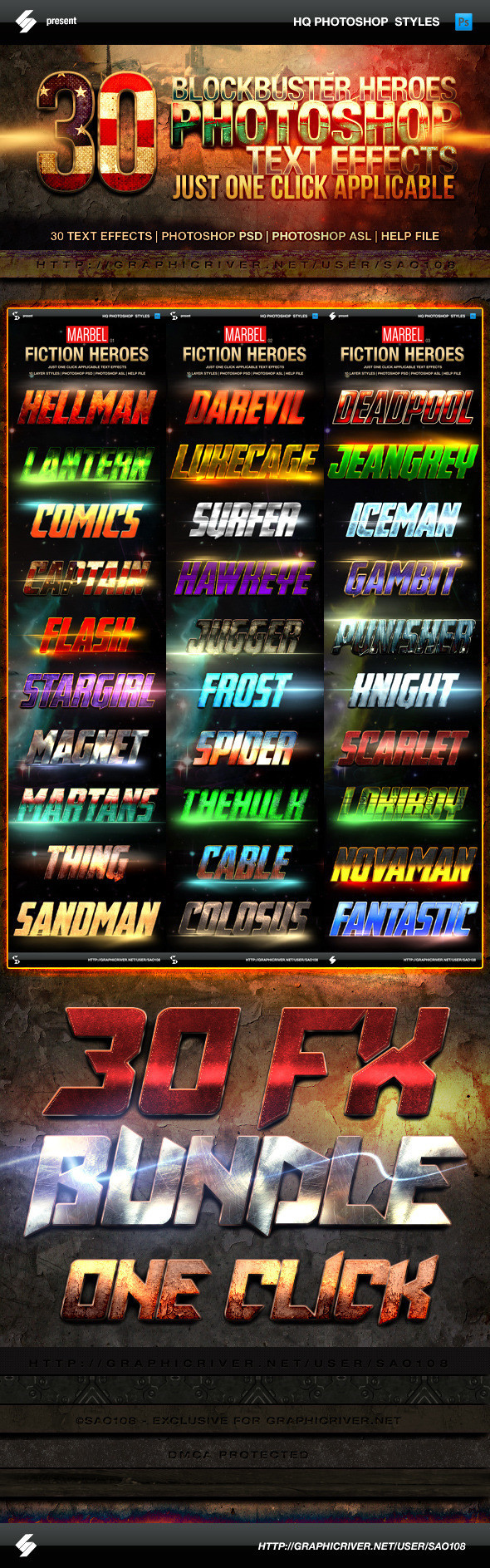 Blockbuster heroes style texteffects bundle preview