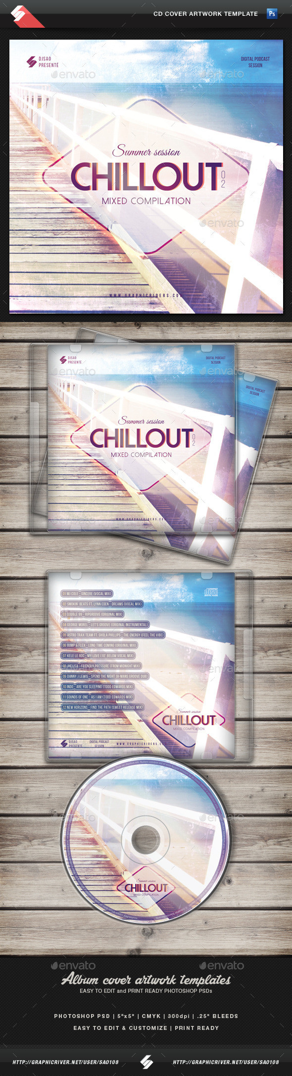 Summerchillout vol2 cd cover template preview