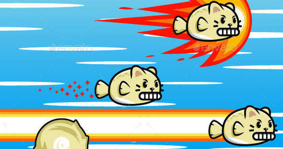 Box cat sea fish game character sprite sheet sidescroller game asset flying flappy animation gui mobile games gameart game art 590