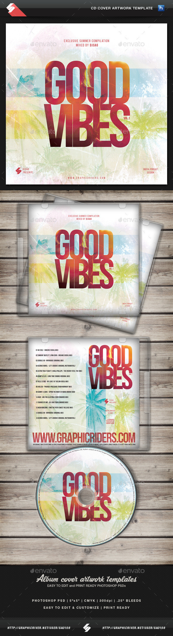 Goodvibes vol1 cd cover template preview