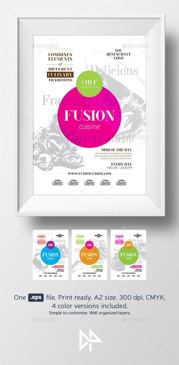 Fusion cuisine poster a2 preview  envato  590x1200px