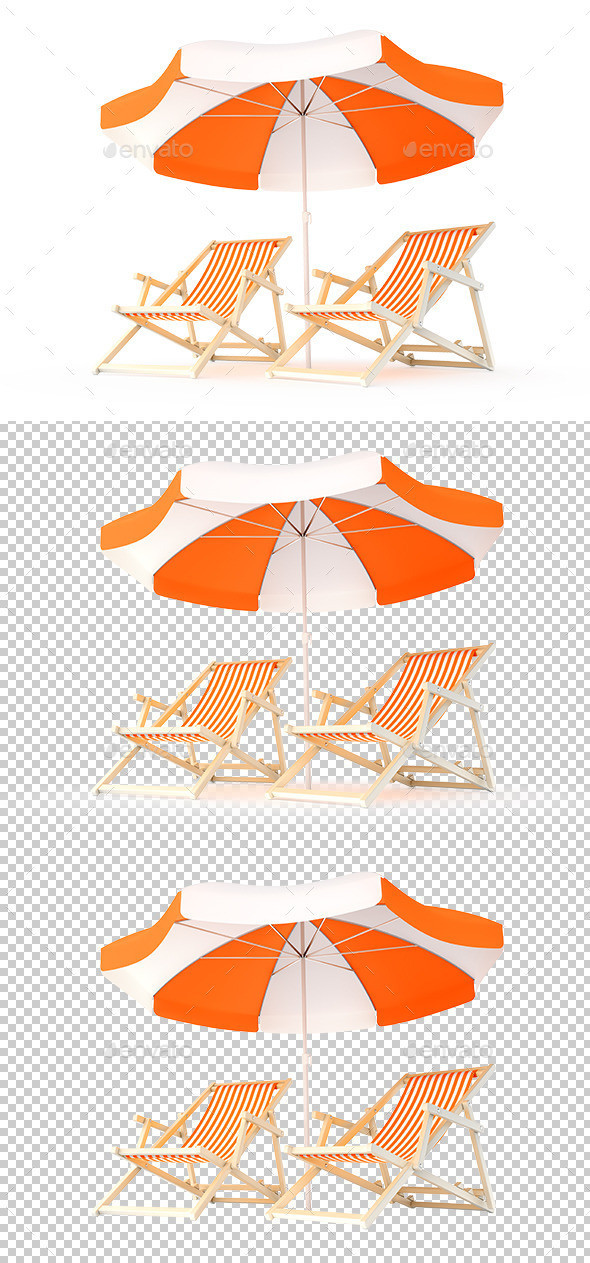Couple deck chair umbrella preview