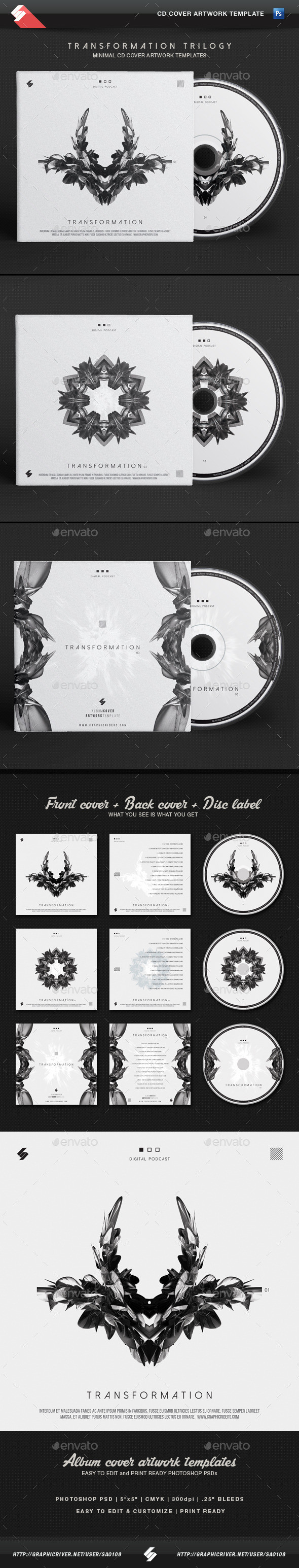 Trasformation cd cover templates preview