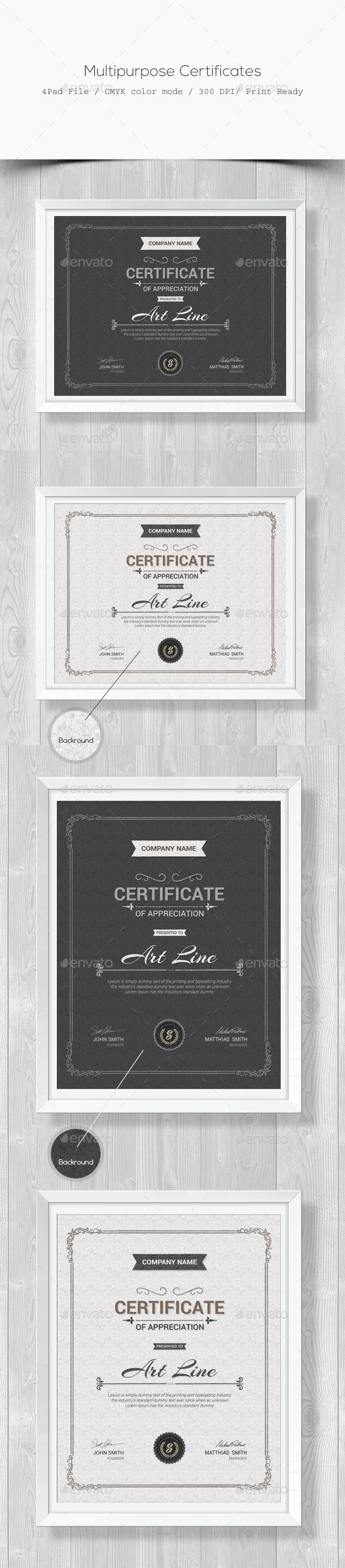 Multipurpose certificates preview