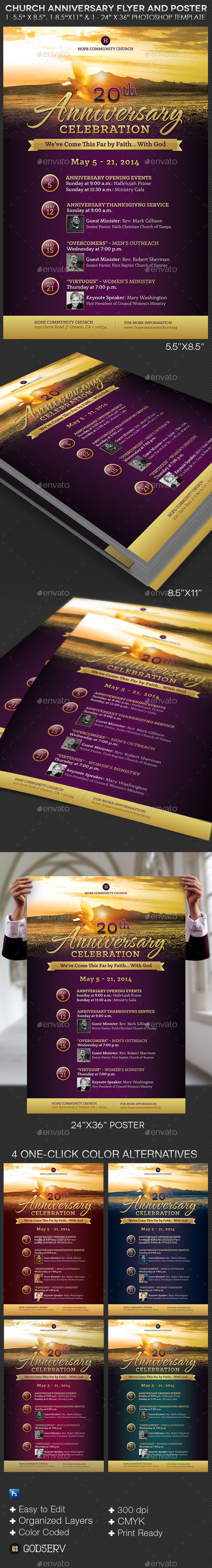 Church anniversary flyer and poster template  preview