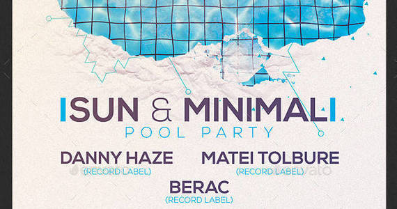 Box minimalism pool party flyer template preview