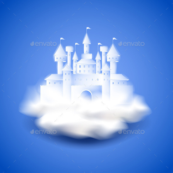 Air castle on blue background