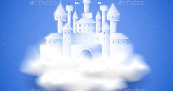 Box air castle on blue background