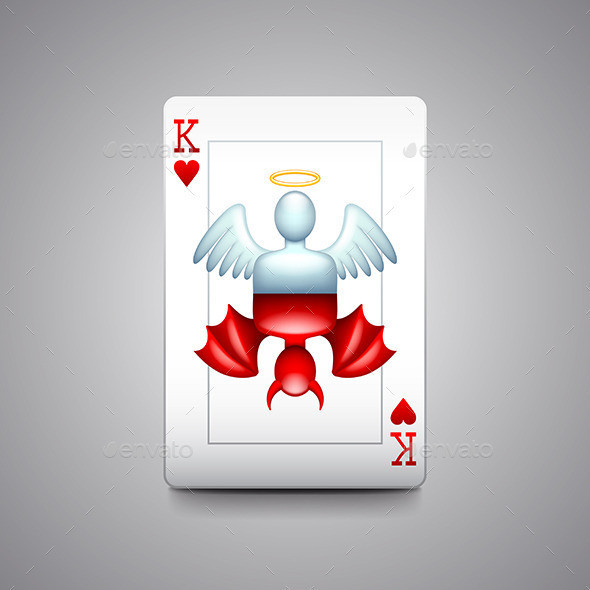 Angel and devil playing cards