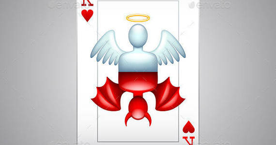 Box angel and devil playing cards
