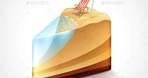 Box beach as cake vacation concept