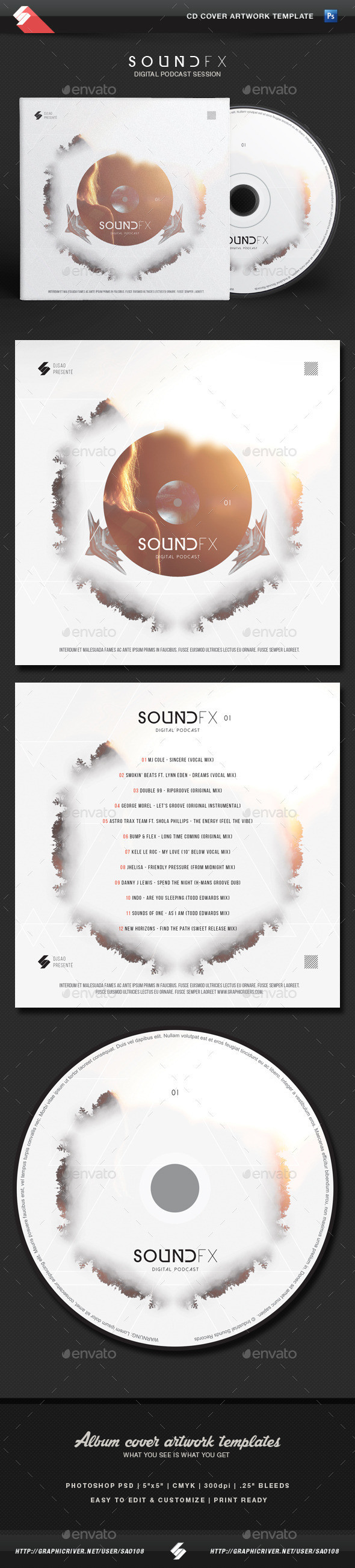 Soundfx cd cover template preview