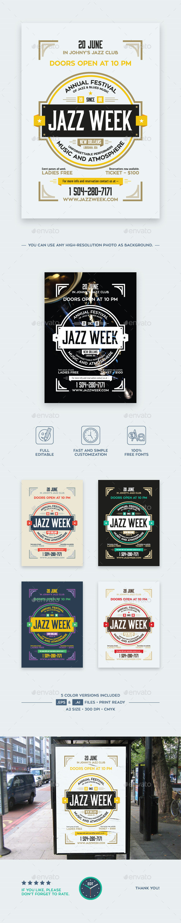 Jazz week poster preview  envato edt  590x3000px