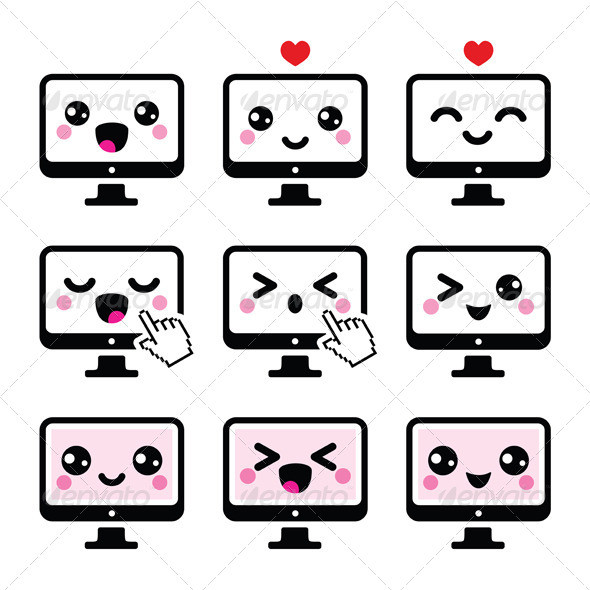 Computer kawaii icons prev