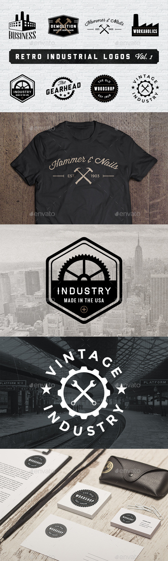 Industrial logos mockups