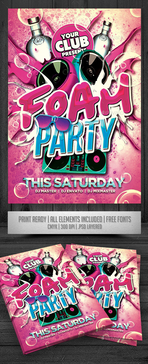 Foam party flyer preview