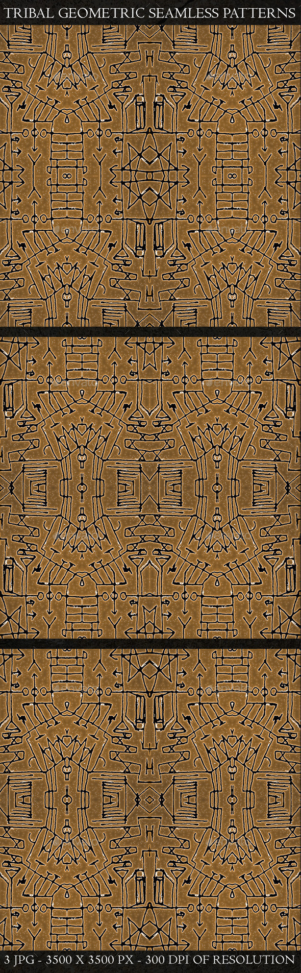 3 tribal geometric seamless patterns preview
