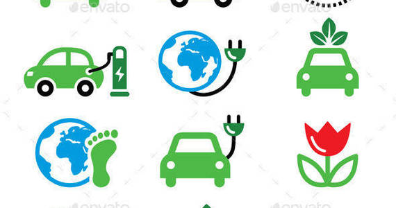 Box electric car icons set colour prev