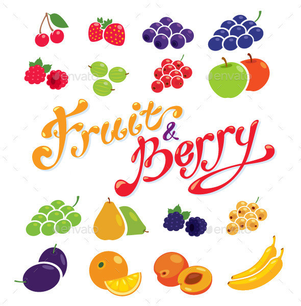 Fruit berry vector pack set vol1 01