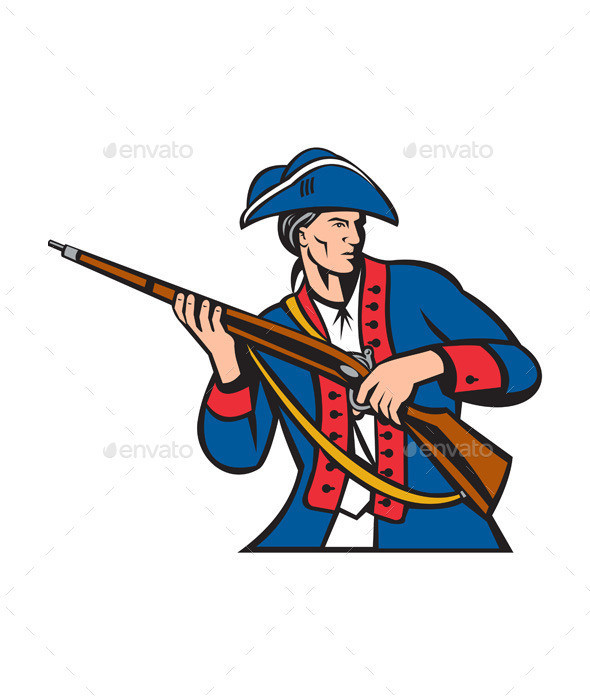 American patriot militia carry musket color iso prvw