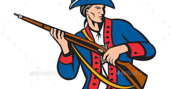 Box american patriot militia carry musket color iso prvw