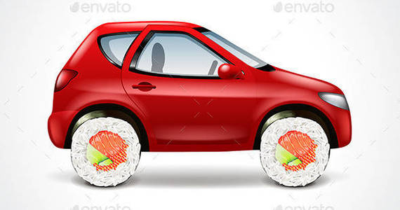 Box sushi delivery car concept