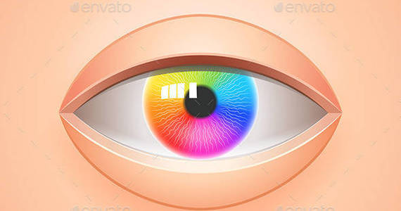 Box human eye with multicolored iris