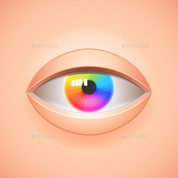 Human eye with multicolored iris