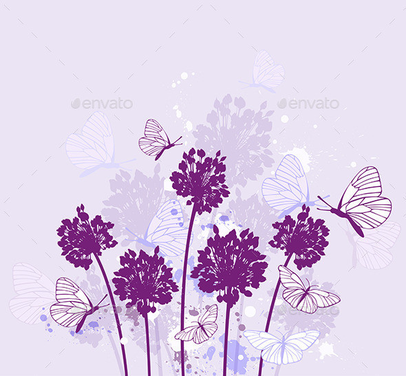 Butterfies violet flowers590
