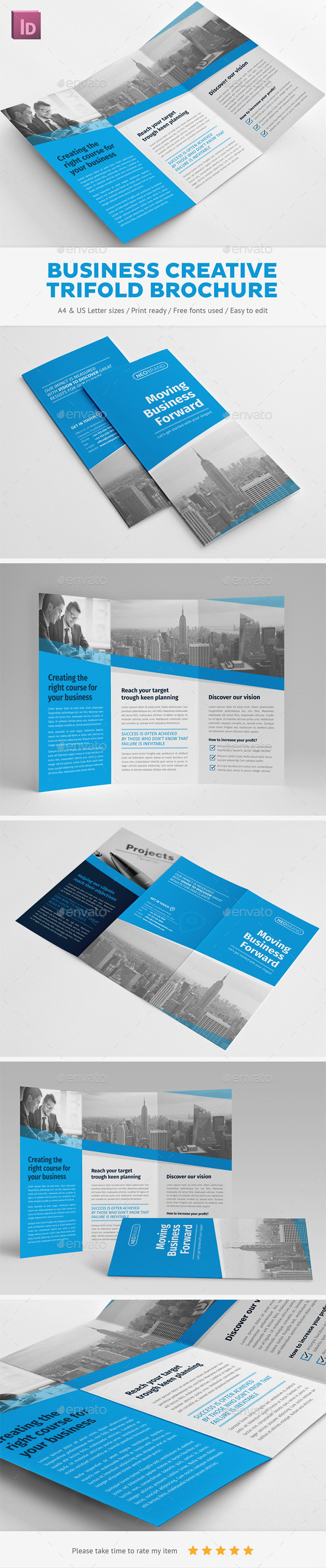 Business creative trifold brochure mockup