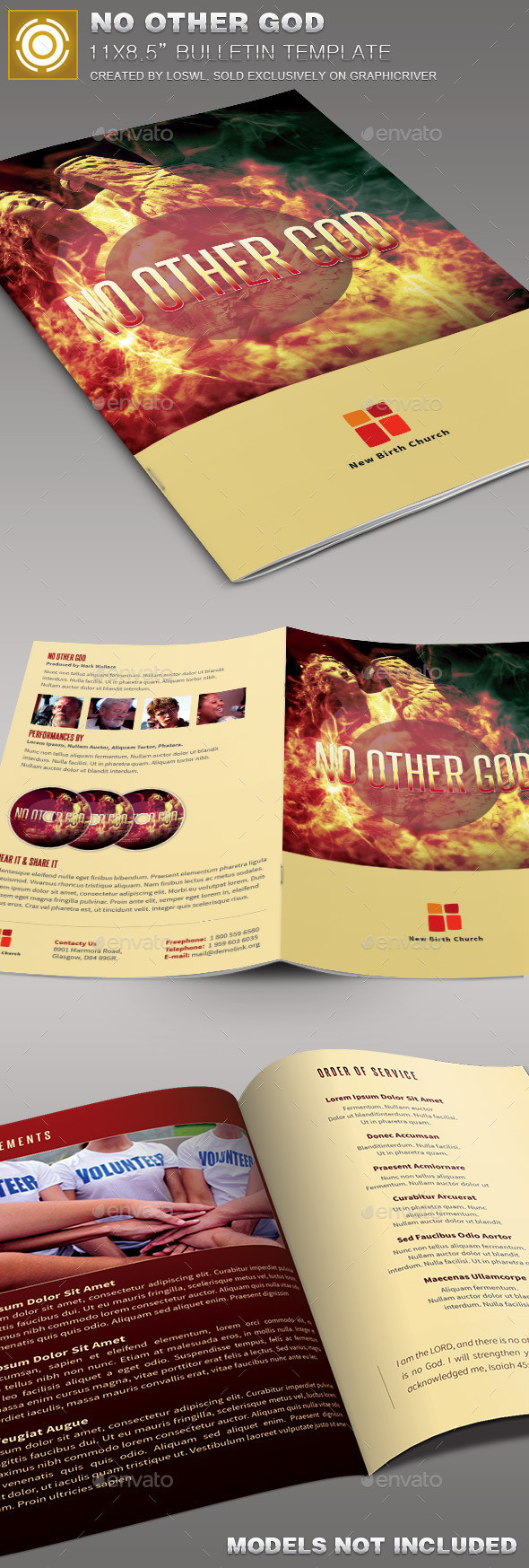 No other god church bulletin template image preview 1