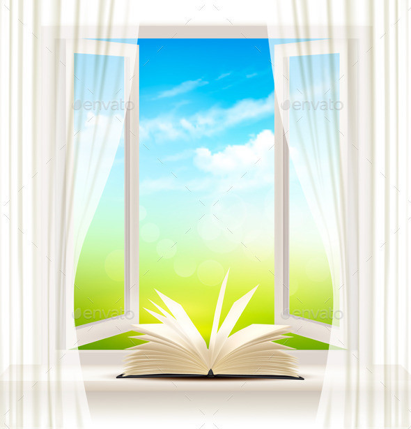 01background with open windows and open book t