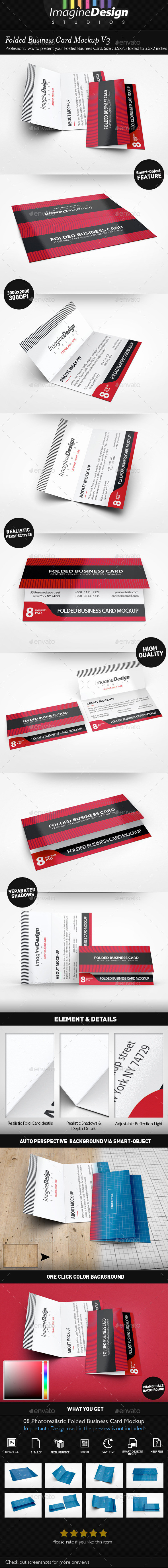 Folded business card mockup v3