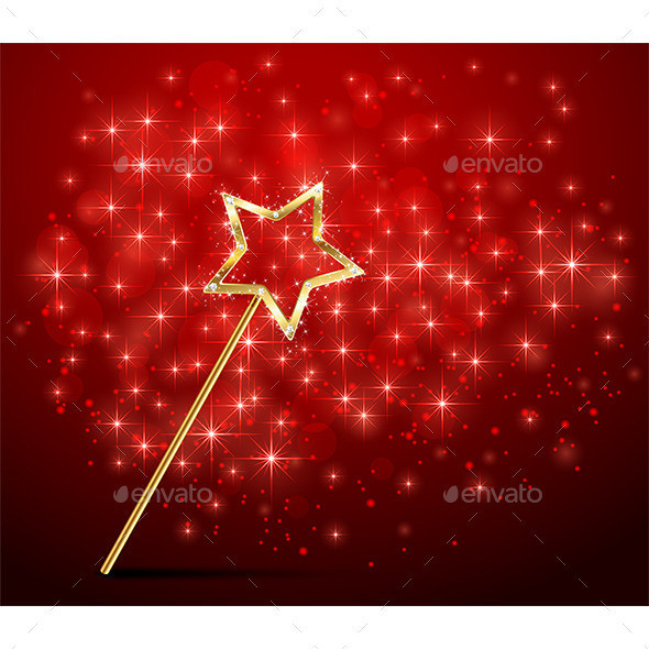 Sparkle 20magic 20wand 20on 20red 20background 201