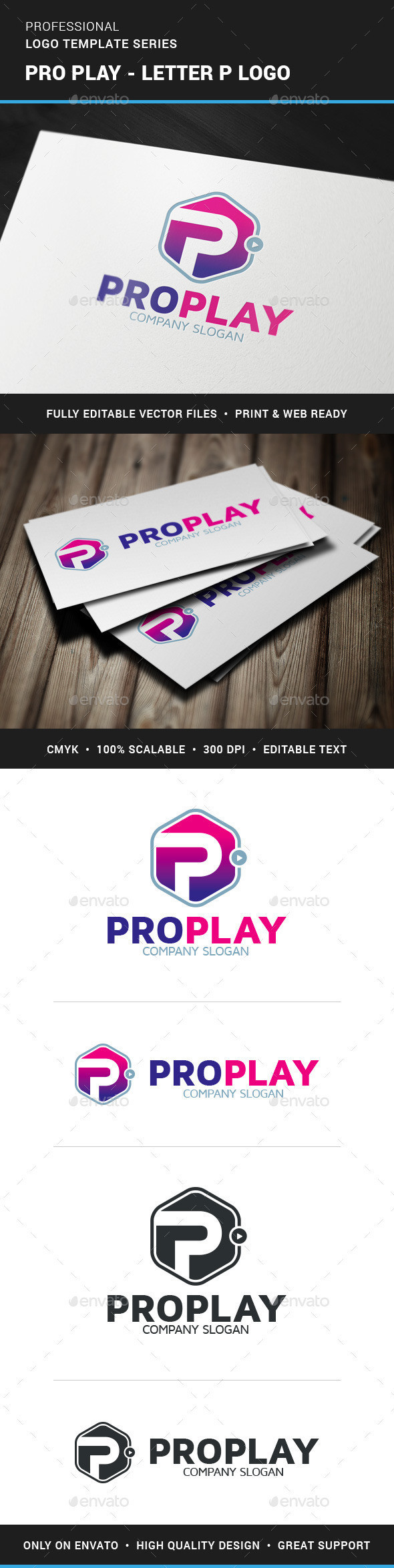Pro play logo template