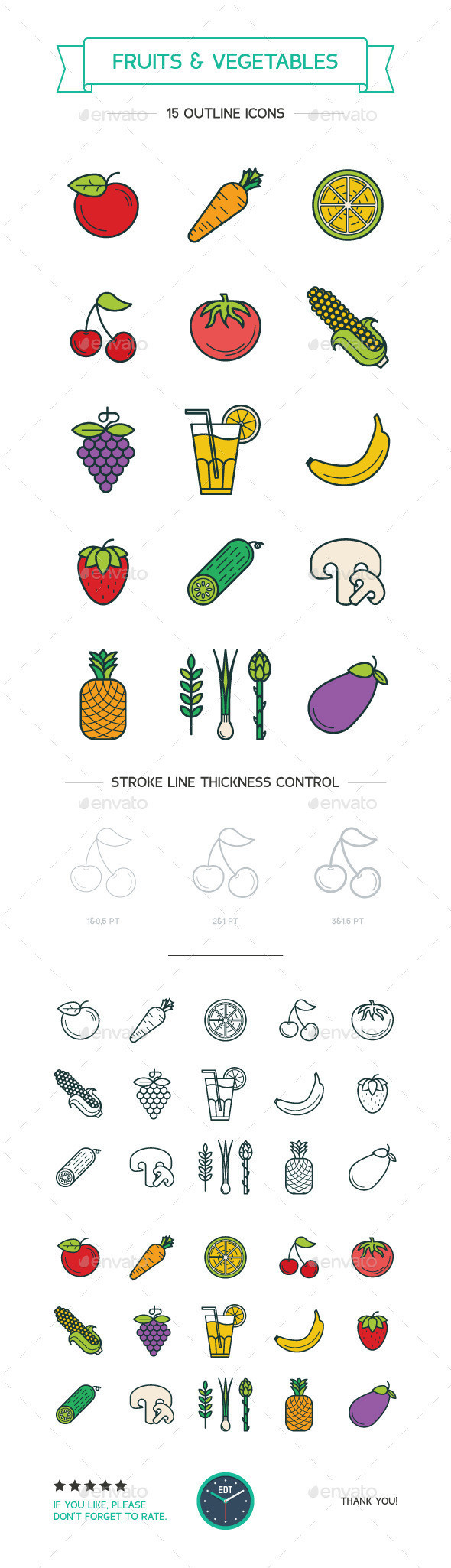Fruits   vegetables icons preview  envato edt  590x2050px