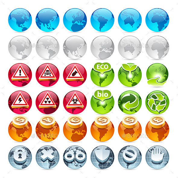 Globes icons set