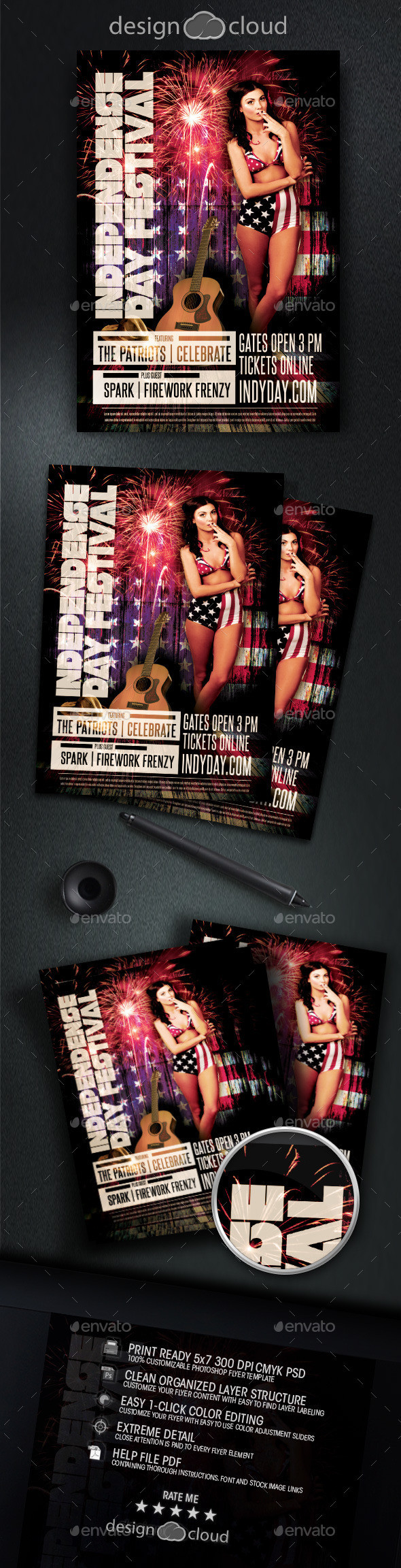Preview independence day july 4 flyer template