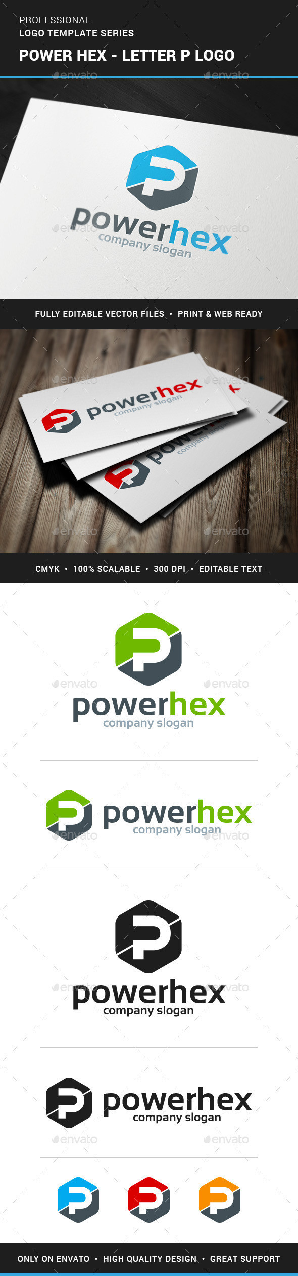 Power hex logo template