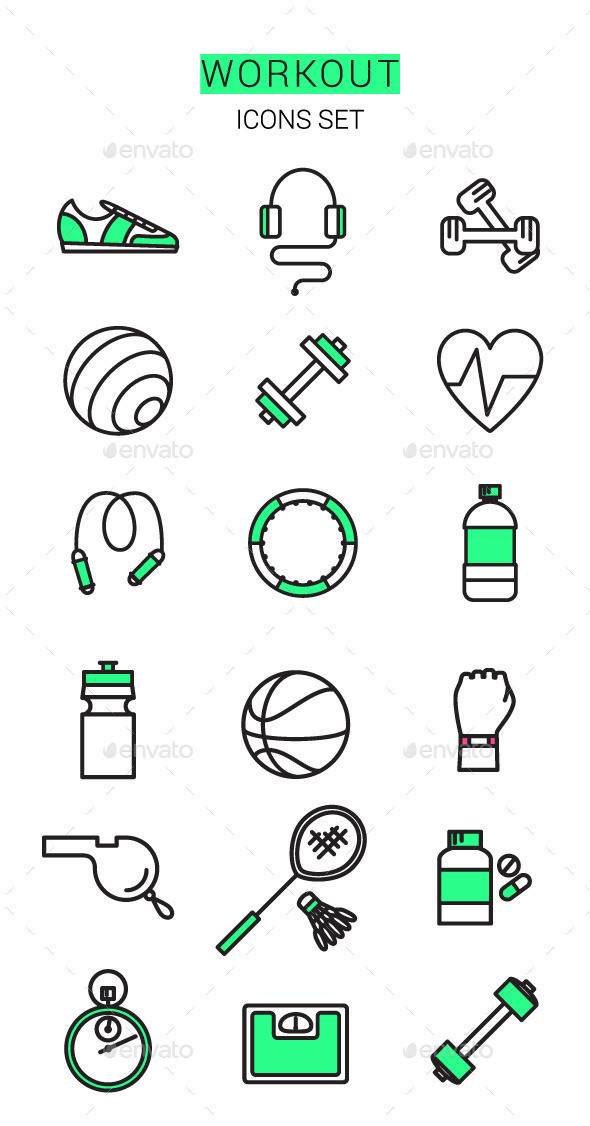 Workout icons set preview590