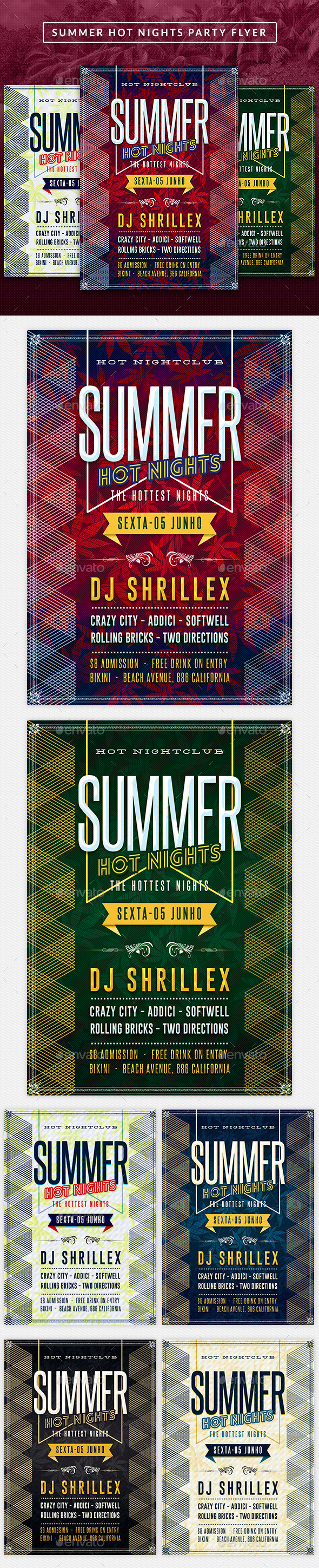 Summer hot nights party flyer flyer showcase