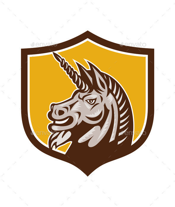 Logo unicorn head side crest prvw