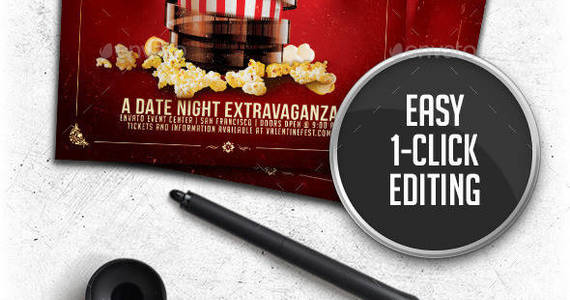 Box preview movie date night flyer template