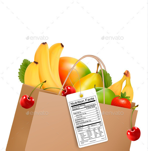 01healthy diet on bag with fresh fruit with nutrition t