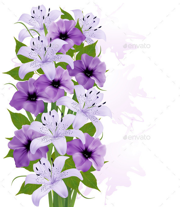 01holiday colorful flower background with purple flowers t