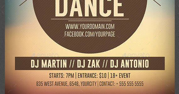 Box summer dance party flyer template preview