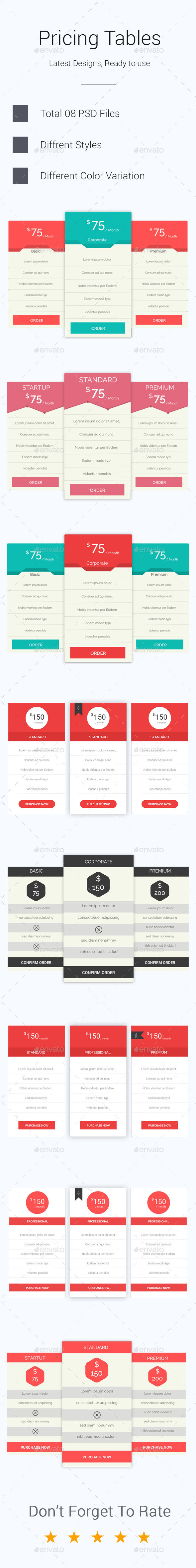 Modern layered clean minimal pricing tables