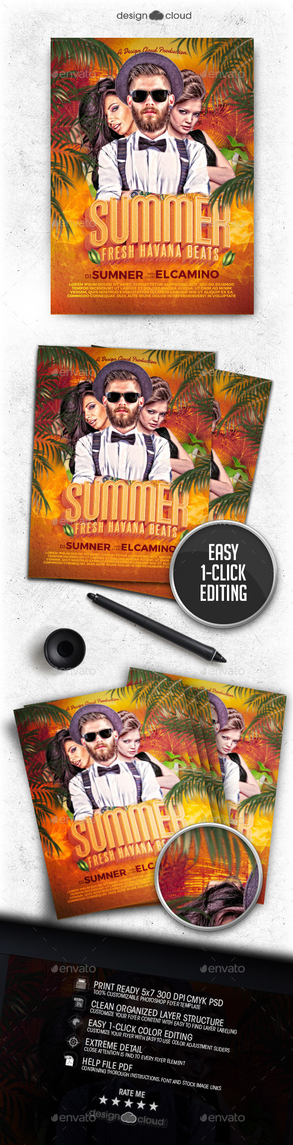 Preview summer dj fresh havana beats flyer template