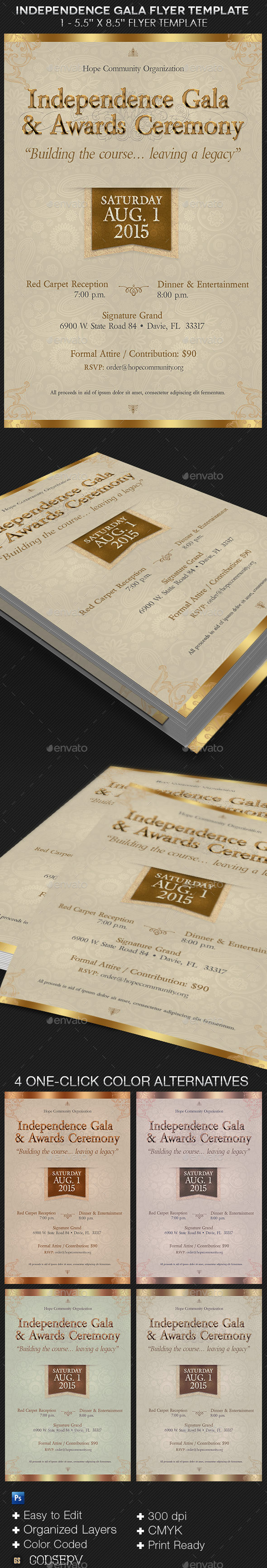 Independence gala flyer template preview