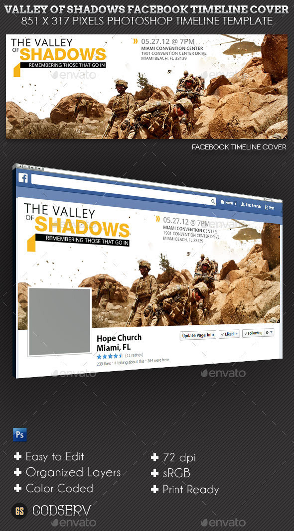 Valley of shadows facebook timeline cover template preview
